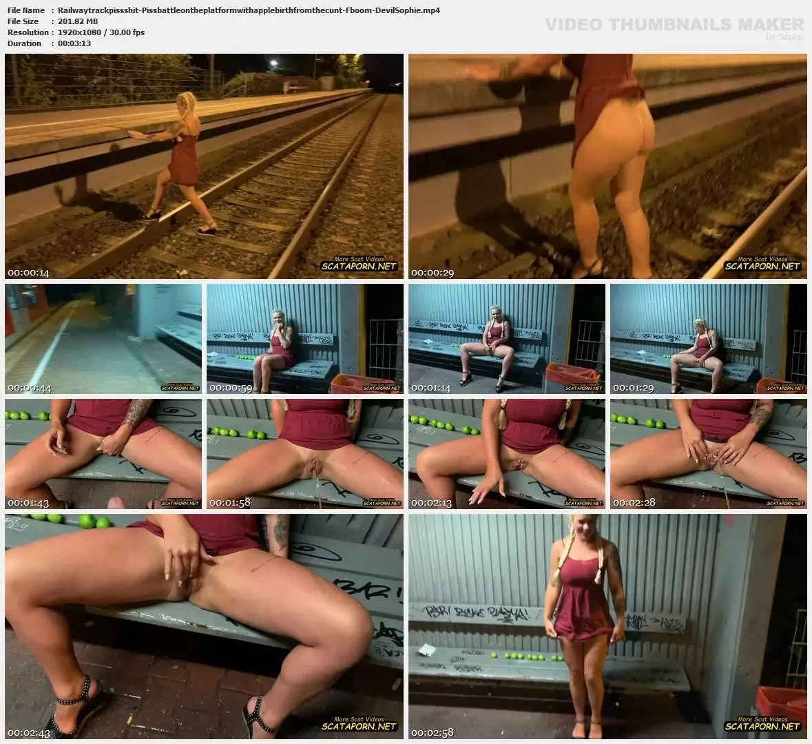 Railway track_piss shit - Pissbattle on the platform with apple birth from the cunt - Fboom - Devil Sophie