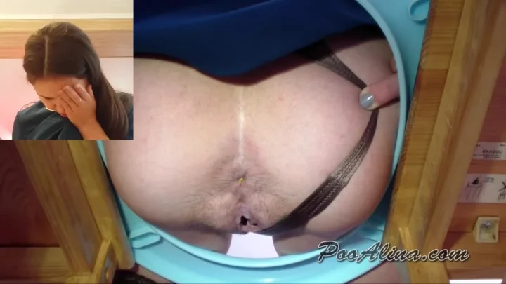 PooAlina – Alina in stockings pooping in mouth toilet slave and spits Close up